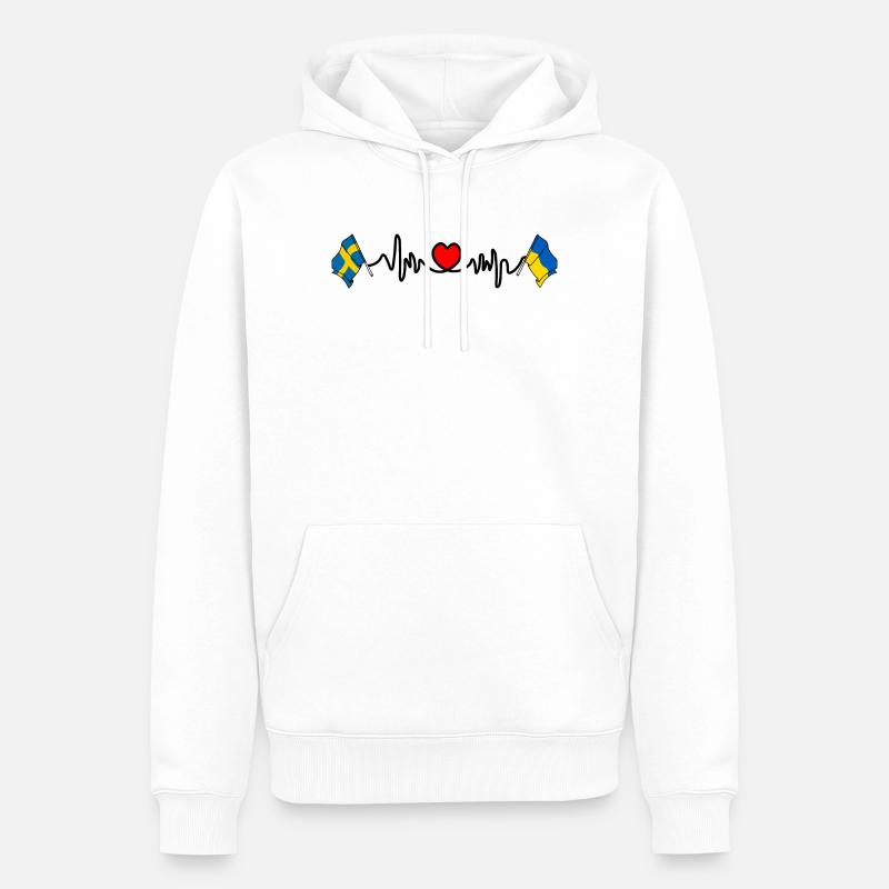 Cardio heart Drapeau Suède, drapeau Ukraine - Sweat à capuche Premium bio Homme - blanc