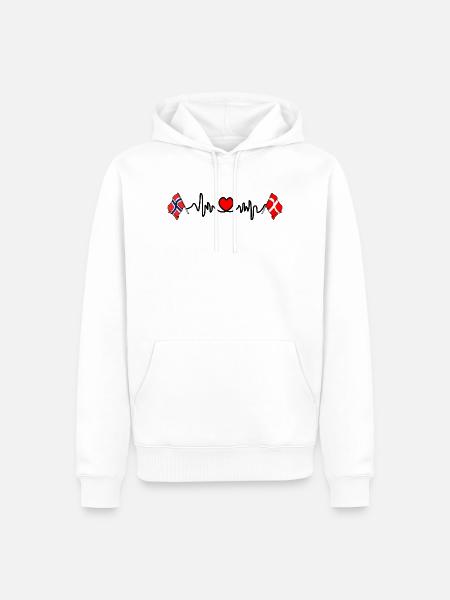 Cardio-Herz Flagge Norwegen, Flagge Dänemark - Männer Premium Bio Hoodie - Weiß