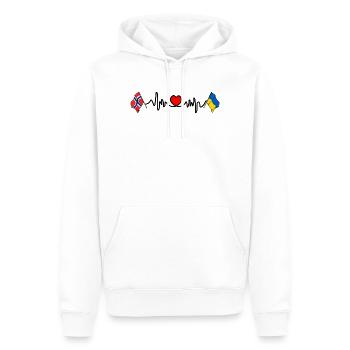 Cardio heart Drapeau Norvège, drapeau Ukraine - Sweat à capuche Premium bio Homme - blanc - Devant - Nico (187cm)