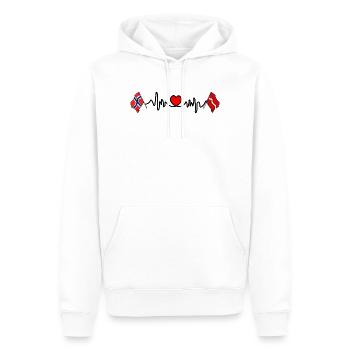 Cardio heart Drapeau Norvège, drapeau Lettonie - Sweat à capuche Premium bio Homme - blanc - Devant - Nico (187cm)