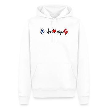 Cardio heart Drapeau Finlande, drapeau Danemark - Sweat à capuche Premium bio Homme - blanc - Devant - Nico (187cm)