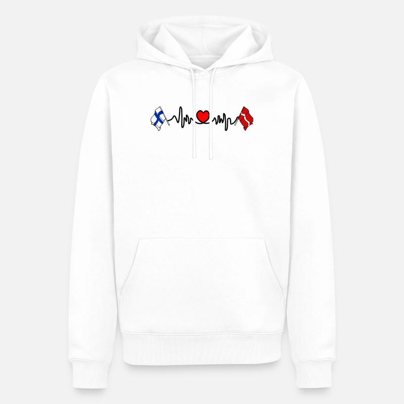 Cardio heart Drapeau Finlande, drapeau Lettonie - Sweat à capuche Premium bio Homme - blanc