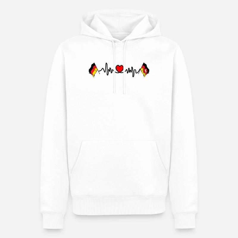 Cardio heart Drapeau Allemagne, drapeau Basse-Saxe - Sweat à capuche Premium bio Homme - blanc
