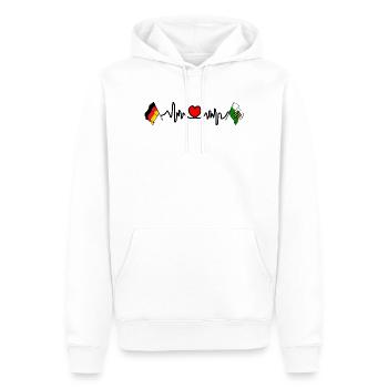 Cardio-Herz mit Flagge Deutschland und Flagge Sachsen - Männer Premium Bio Hoodie - Weiß - Vorne - Nico (187cm)