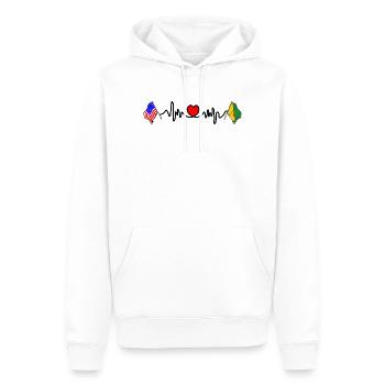 Cardio heart avec drapeau des États-Unis et de la Guyane française - Sweat à capuche Premium bio Homme - blanc - Devant - Nico (187cm)
