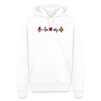 Cardio heart avec drapeau des États-Unis et drapeau de la Bolivie - Sweat à capuche Premium bio Homme - blanc - Devant - Nico (187cm)