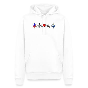 Cardio-Herz mit USA-Flagge und Uruguay-Flagge - Männer Premium Bio Hoodie - Weiß - Vorne - Nico (187cm)
