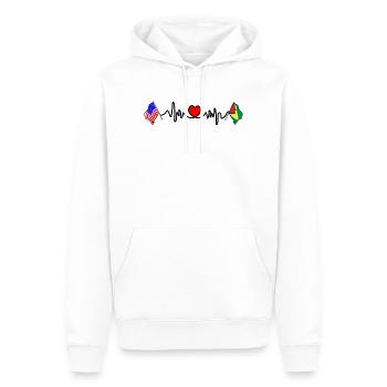 Cardio heart avec drapeau des États-Unis et drapeau de la Guyane - Sweat à capuche Premium bio Homme - blanc - Devant - Nico (187cm)