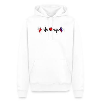 Cardio Herz Flagge Polen, Slowenien - Männer Premium Bio Hoodie - Weiß - Vorne - Nico (187cm)