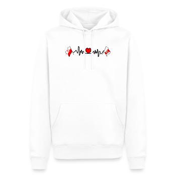Cardio cardio drapeau Pologne, Poméranie occidentale - Sweat à capuche Premium bio Homme - blanc - Devant - Nico (187cm)