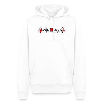 Cardio cardiaque Drapeau Pologne, Kuyavia Poméranie - Sweat à capuche Premium bio Homme - blanc - Devant - Nico (187cm)