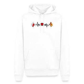 Cardio heart Drapeau Pologne, drapeau Lodz - Sweat à capuche Premium bio Homme - blanc - Devant - Nico (187cm)