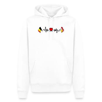 Cardio coeur Drapeau Belgique et drapeau Liège - Sweat à capuche Premium bio Homme - blanc - Devant - Nico (187cm)