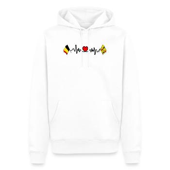 Cardio coeur Drapeau Belgique et drapeau Hainaut - Sweat à capuche Premium bio Homme - blanc - Devant - Nico (187cm)