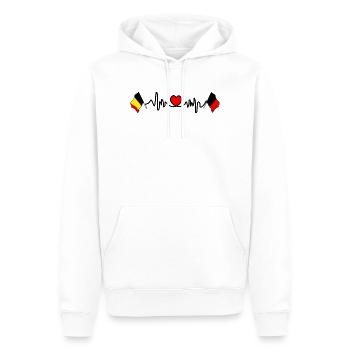 Cardio heart avec Flag Belgium et drapeau Namur - Sweat à capuche Premium bio Homme - blanc - Devant - Nico (187cm)