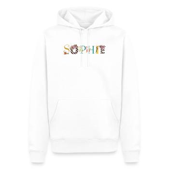SOPHIE Namenskunst mit Blumen bestickt - Männer Premium Bio Hoodie - Weiß - Vorne - Nico (187cm)