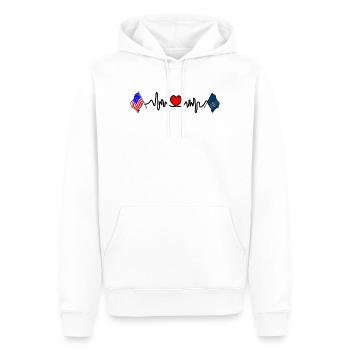 Cardio-Herz mit USA-Flagge und North Dakota-Flagge - Männer Premium Bio Hoodie - Weiß - Vorne - Nico (187cm)