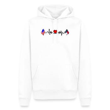 Cardio heart avec drapeau des États-Unis et drapeau de la Caroline du Nord - Sweat à capuche Premium bio Homme - blanc - Devant - Nico (187cm)