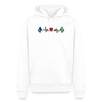Blekinge & Schweden – Herz für die Region - Männer Premium Bio Hoodie - Weiß - Vorne - Nico (187cm)