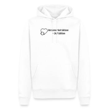 Heart Work Deluxe - Édition 24h/24 et 7j/7 - Sweat à capuche Premium bio Homme - blanc - Devant - Nico (187cm)