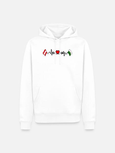 Steiermark-Flaggen mit Herzschlag - Männer Premium Bio Hoodie - Weiß