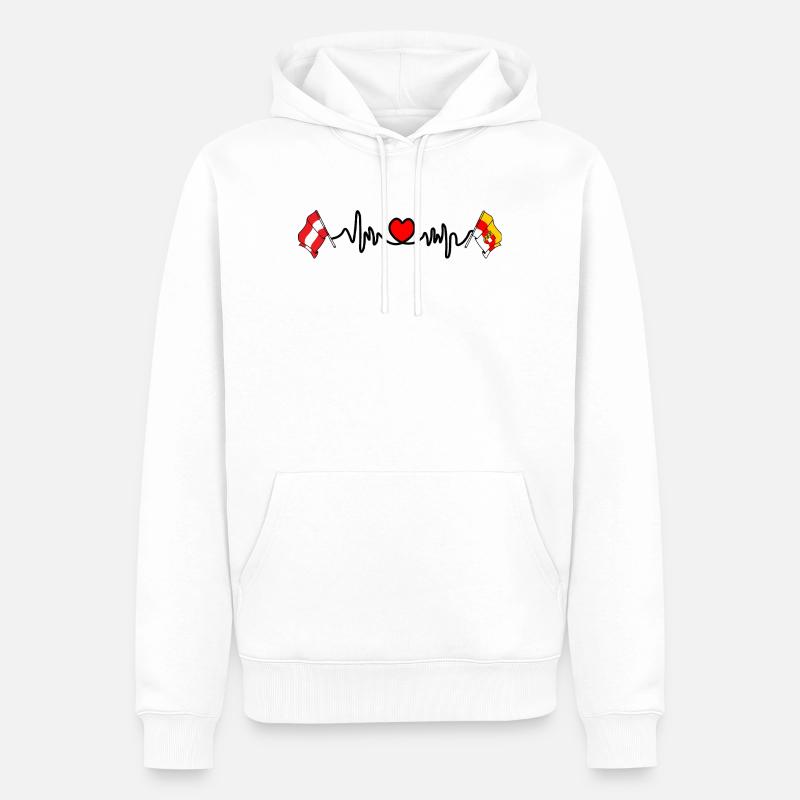 Kärnten-Flaggen-Herzschlag - Männer Premium Bio Hoodie - Weiß