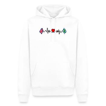 Derbyshire & UK Heartbeat - Sweat à capuche Premium bio Homme - blanc - Devant - Nico (187cm)