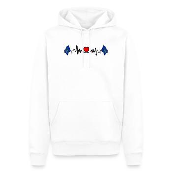 West-Sussex-Flagge + Herzschlag & Herz - Männer Premium Bio Hoodie - Weiß - Vorne - Nico (187cm)