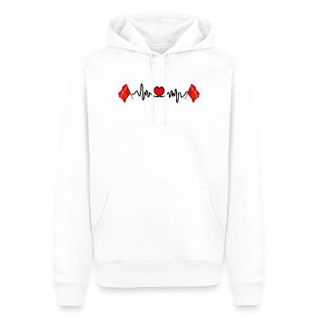 East Sussex-Flagge mit Herzschlag und Herz - Männer Premium Bio Hoodie - Weiß - Vorne - Nico (187cm)