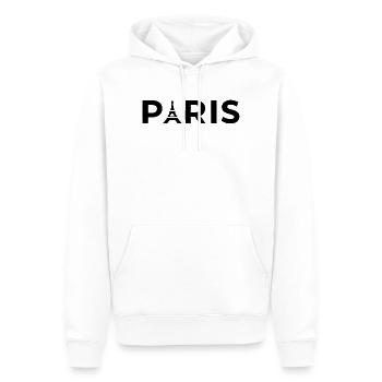 Paris Eiffel Tower Noir Souvenir France - Sweat à capuche Premium bio Homme - blanc - Devant - Nico (187cm)