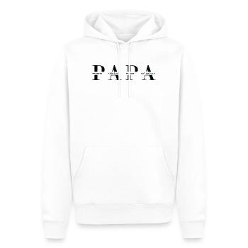 Horizontales PAPA Design in Schwarz für helle Mode - Männer Premium Bio Hoodie - Weiß - Vorne - Nico (187cm)