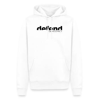 Défendre la démocratie - Conception de déclarations - Sweat à capuche Premium bio Homme - blanc - Devant - Nico (187cm)