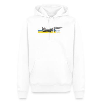 UKRAINE: Ghost Of Kyiv Fighter Jet - Men’s Premium Organic Hoodie - white - Front - Nico (187cm)