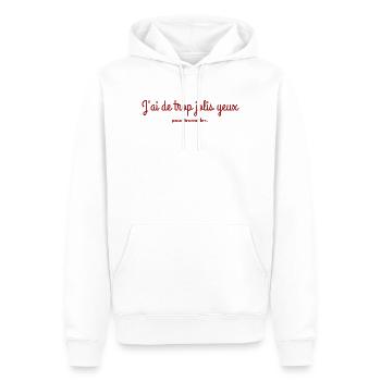 j'ai de trop jolis yeux pour travailler - Sweat à capuche Premium bio Homme - blanc - Devant - Nico (187cm)
