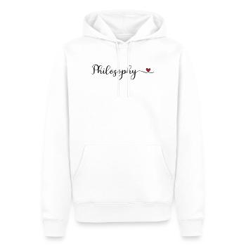 Niedliche Philosophie Typografie mit Herz - Männer Premium Bio Hoodie - Weiß - Vorne - Nico (187cm)