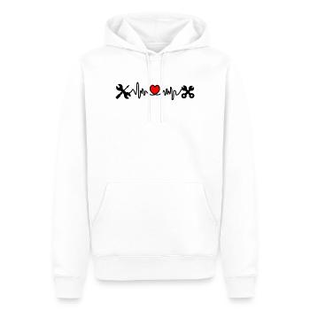 Outils avec cardiogramme cardiaque - Sweat à capuche Premium bio Homme - blanc - Devant - Nico (187cm)
