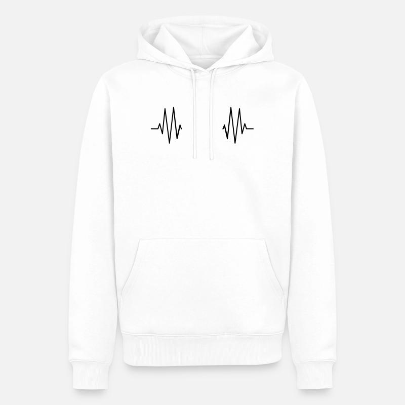 Heartbeat Personalisierung Symbol - Männer Premium Bio Hoodie - Weiß