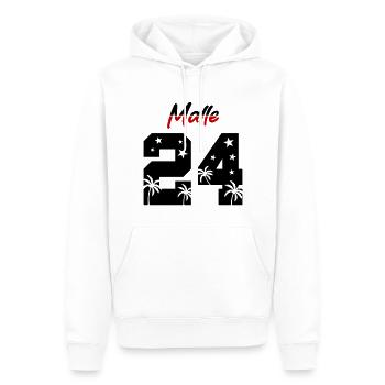 Malle 24 - Männer Premium Bio Hoodie - Weiß - Vorne - Nico (187cm)