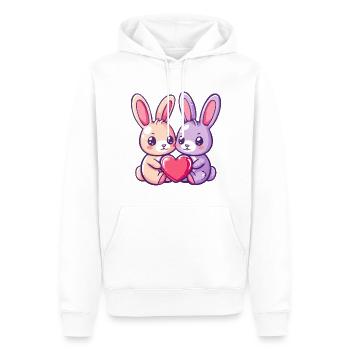Couple de lapins amoureux Pâques Saint-Valentin - Sweat à capuche Premium bio Homme - blanc - Devant - Nico (187cm)
