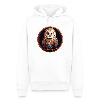 Portrait coloré d’une chouette effraie - Sweat à capuche Premium bio Homme - blanc - Devant - Nico (187cm)