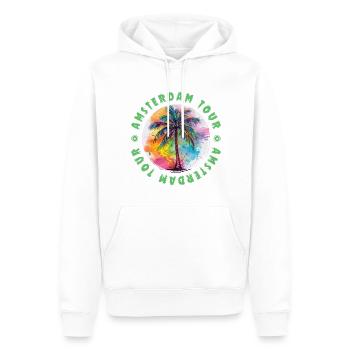 Amsterdam Tour Holiday Plame coloré - Sweat à capuche Premium bio Homme - blanc - Devant - Nico (187cm)