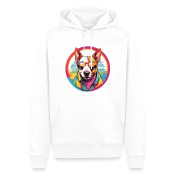 Farbenfroher Bullterrier mit Sonnenbrille - Männer Premium Bio Hoodie - Weiß - Vorne - Nico (187cm)