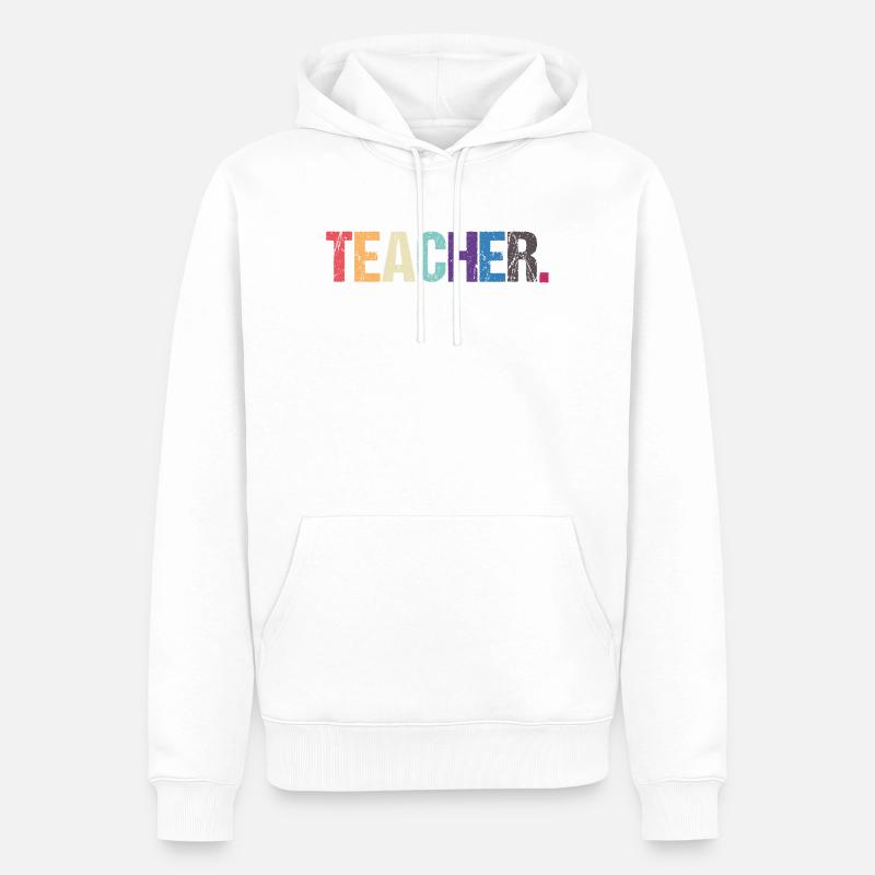 Conception colorée de TEACHER - Sweat à capuche Premium bio Homme - blanc