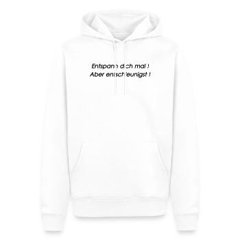 Entschleunigst entspannen - Männer Premium Bio Hoodie - Weiß - Vorne - Nico (187cm)
