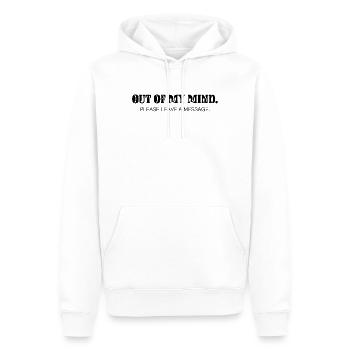Out of My Mind – Déclaration ironique qui dit - Sweat à capuche Premium bio Homme - blanc - Devant - Nico (187cm)