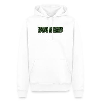 Boosted Neon-Camo Schriftzug Auto Szene Tuning - Männer Premium Bio Hoodie - Weiß - Vorne - Nico (187cm)