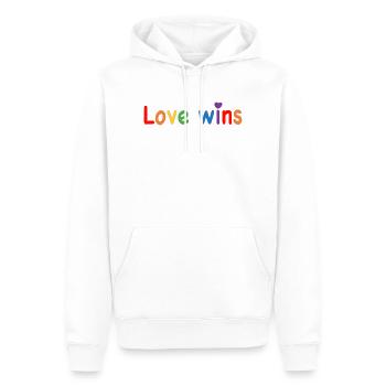 L’amour gagne le cadeau LGBTQ en disant - Sweat à capuche Premium bio Homme - blanc - Devant - Nico (187cm)