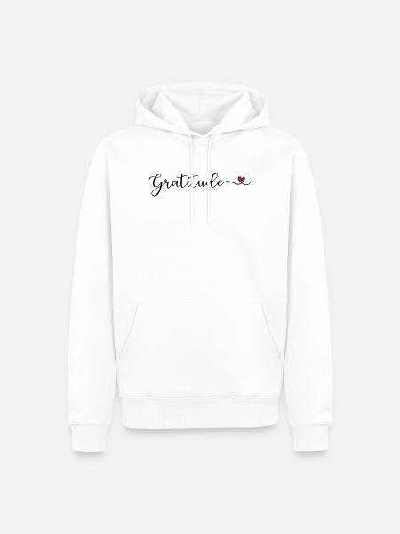 Dankbarkeit niedliches Design mit Herz - Männer Premium Bio Hoodie - Weiß