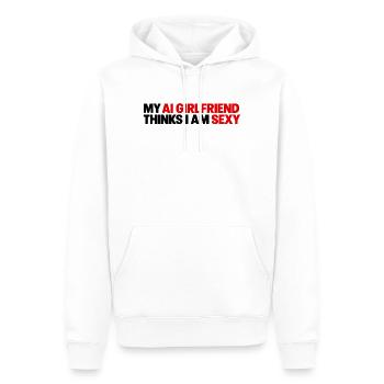 Petite amie IA me trouve sexy - Sweat à capuche Premium bio Homme - blanc - Devant - Nico (187cm)