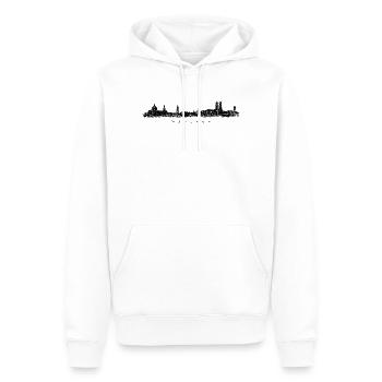München Skyline (Vintage Schwarz) - Männer Premium Bio Hoodie - Weiß - Vorne - Nico (187cm)